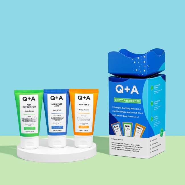 Conjunto de 3 produtos Bodycare Heroes Q+A