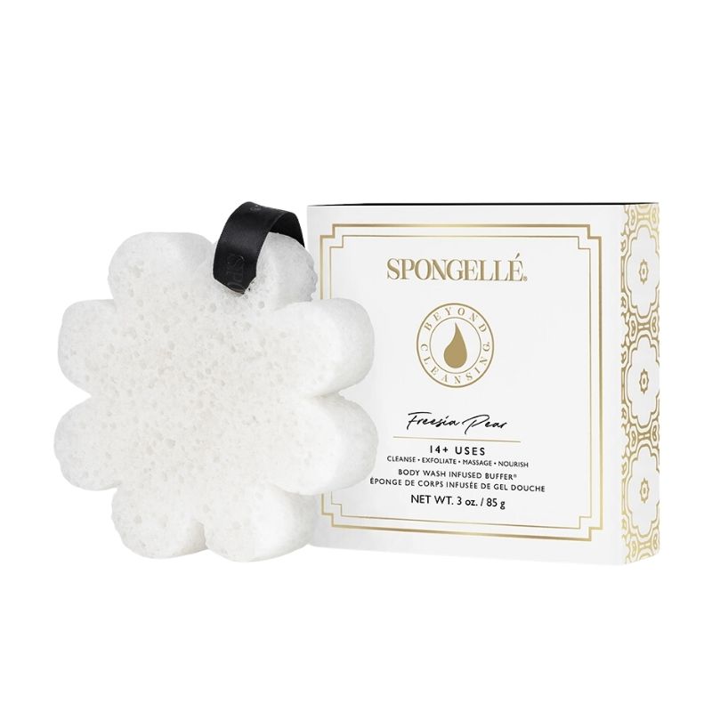 Spons doordrenkt Boxed Flower cadeau doos freesia peer (14+ toepassingen) Spongellé 85g