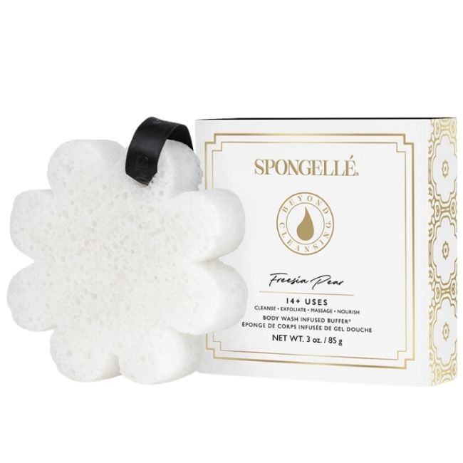 Spons doordrenkt Boxed Flower cadeau doos freesia peer (14+ toepassingen) Spongellé 85g