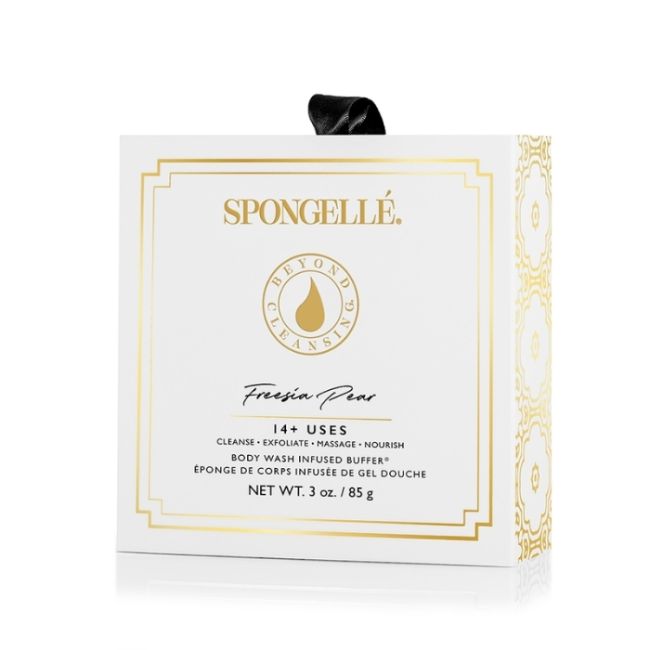 Spons doordrenkt Boxed Flower cadeau doos freesia peer (14+ toepassingen) Spongellé 85g