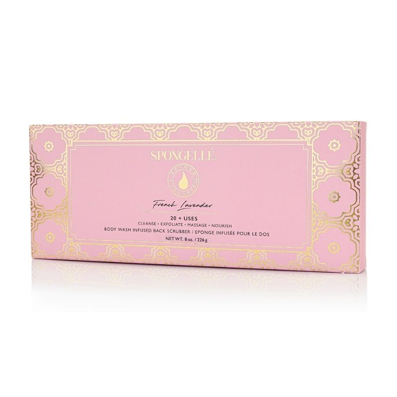 French lavendel rugscrubber geïnfuseerd met spons voor de rug (20+ toepassingen) Spongellé 226g