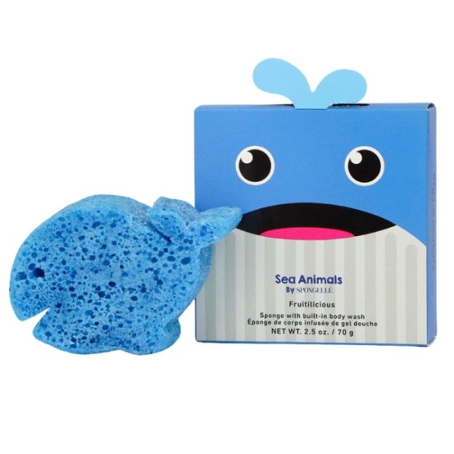 Éponge infusée enfants animaux marins baleine walter (12+ utilisations) Spongellé 70g