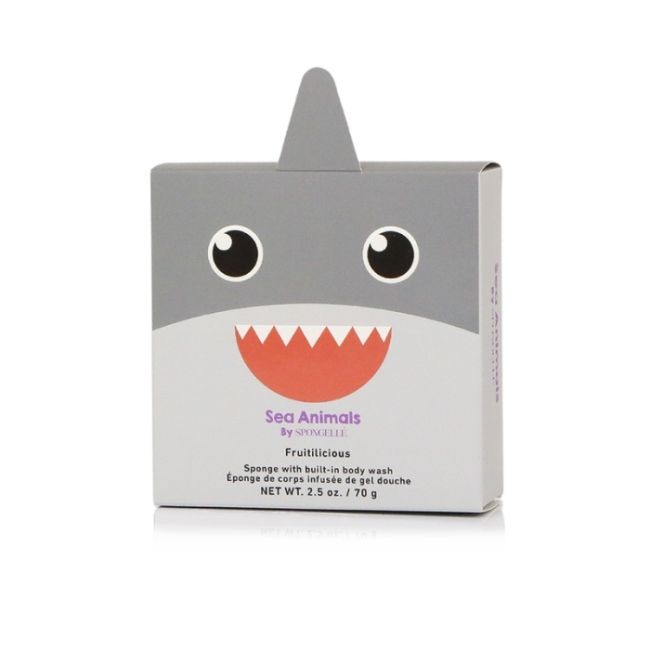 Spons doordrenkt met kinderen zee dieren haai Sammy Spongellé 70g (12+ toepassingen) Spongellé 70g
