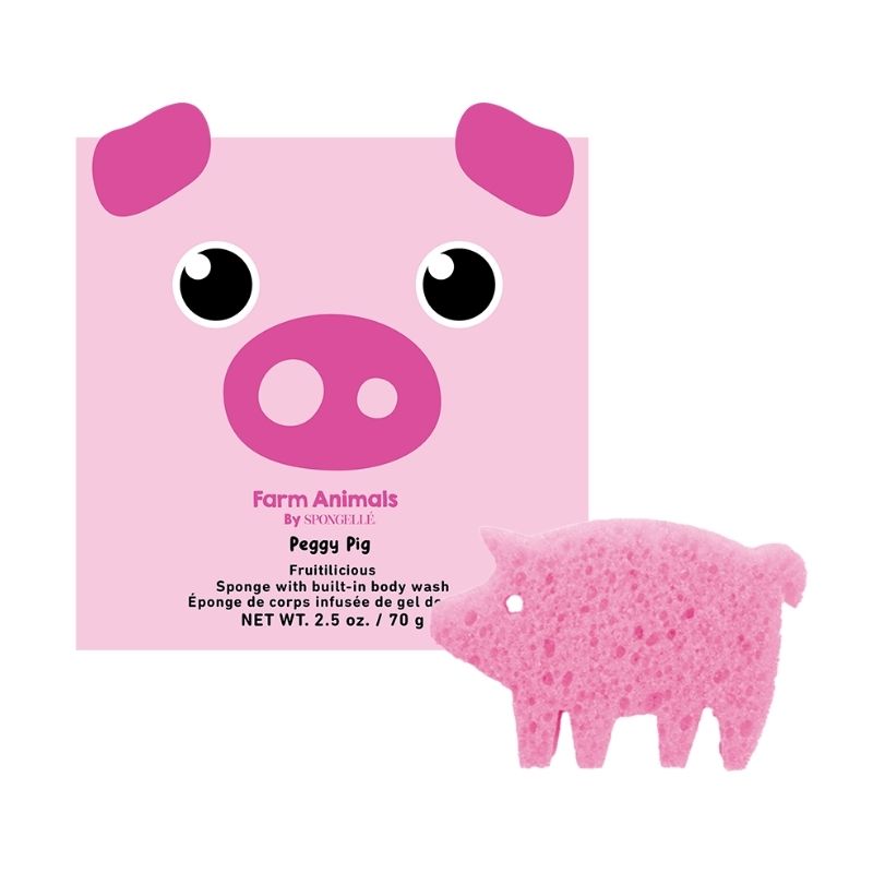 Esponja infusionada para niños, animales de la granja, cerdo Peggy (12+ usos) Spongellé 70g