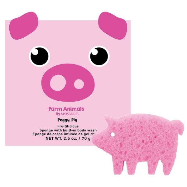 Geïnfuseerde spons voor kinderen boerderijdieren varkentje Peggy (12+ toepassingen) Spongellé 70g Geïnfuseerde spons voor kinderen boerderijdieren varkentje Peggy (12+ toepassingen) Spongellé 70g