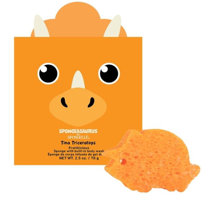 Esponja infundida crianças dinossauros tina triceratops (12+ utilizações) Spongellé 70g