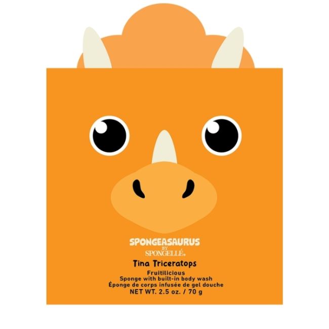 Esponja infundida crianças dinossauros tina triceratops (12+ utilizações) Spongellé 70g