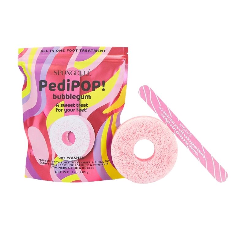 Spons doordrenkt & nagelvijl voor pedicure Pedi Pop Buffer bubblegum (20+ toepassingen) Spongellé 85g