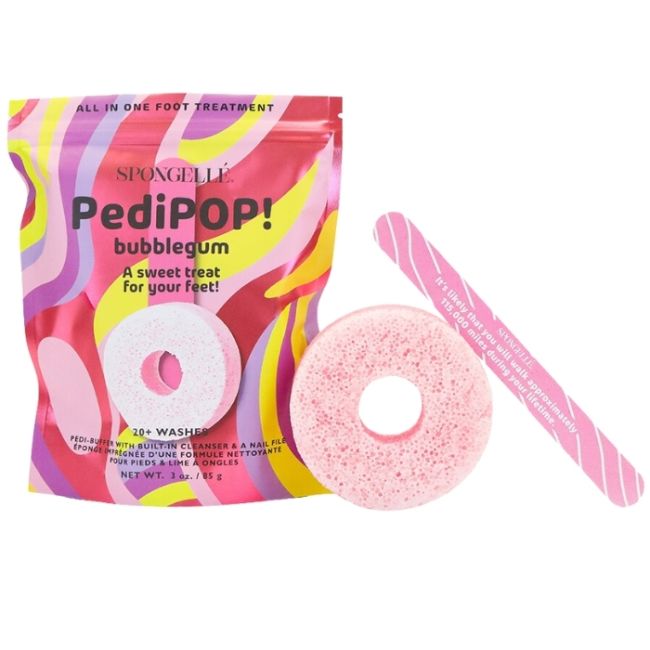 Spons doordrenkt & nagelvijl voor pedicure Pedi Pop Buffer bubblegum (20+ toepassingen) Spongellé 85g