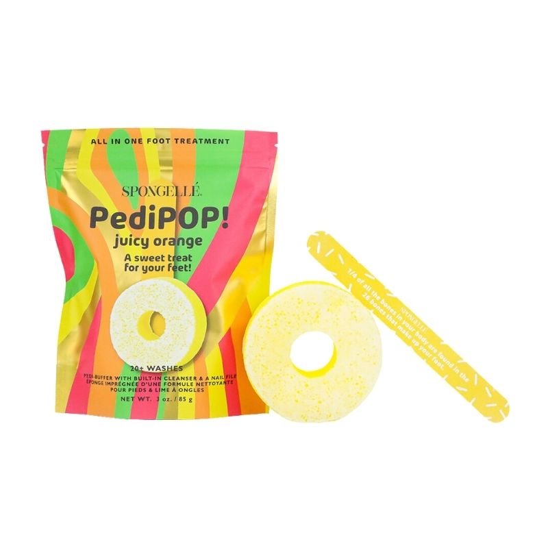 Geïnfuseerde spons & pedicurevijl Pedi Pop Buffer orange juicy (20+ gebruiken) Spongellé 85g