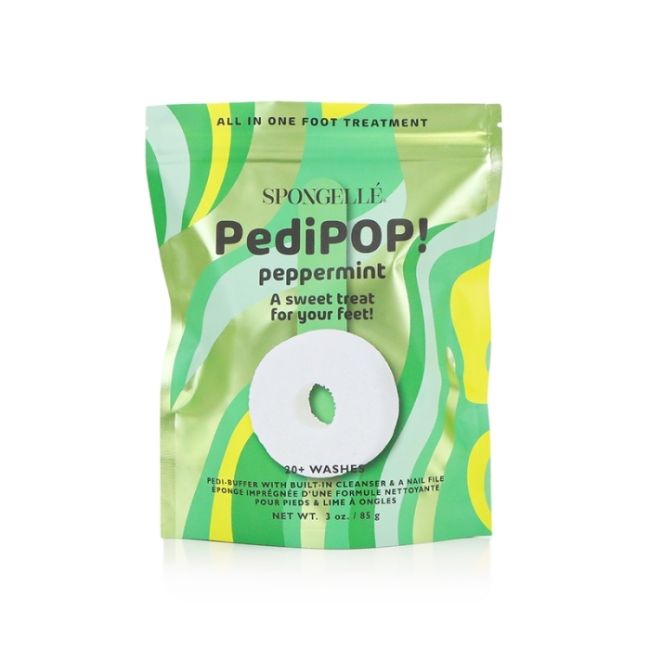 Esponja infundida e lima de unhas de pedicure Pedi Pop Buffer menta-pimenta (20+ utilizações) Spongellé 85g