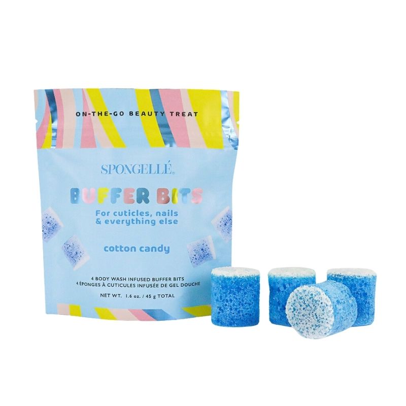 4 mini esponjas infundidas para cutículas e unhas Buffer Bits algodão doce (x4) Spongellé 45g