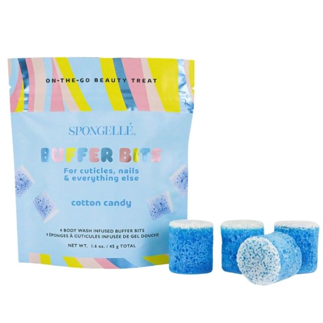 4 mini esponjas infundidas para cutículas e unhas Buffer Bits algodão doce (x4) Spongellé 45g