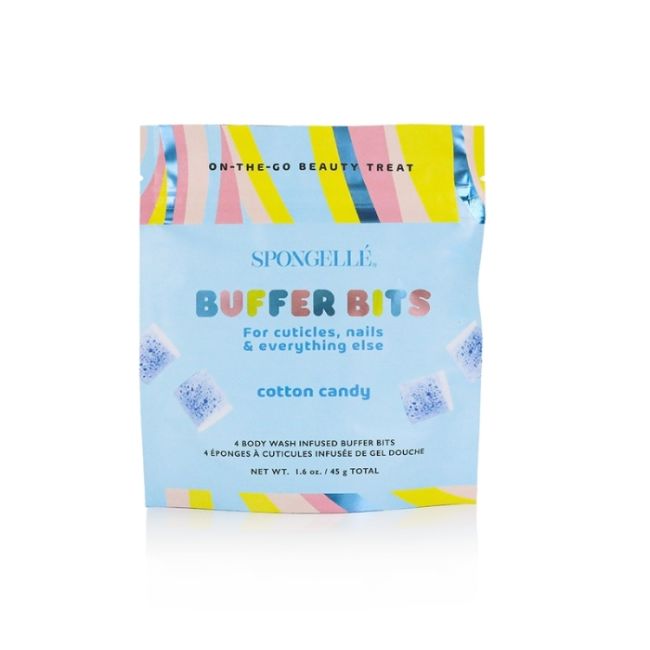 4 mini esponjas infundidas para cutículas e unhas Buffer Bits algodão doce (x4) Spongellé 45g