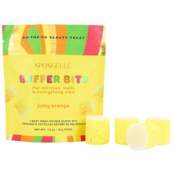 4 mini esponjas infusionadas para cutículas y uñas Buffer Bits naranja jugosa (x4) Spongellé 45g