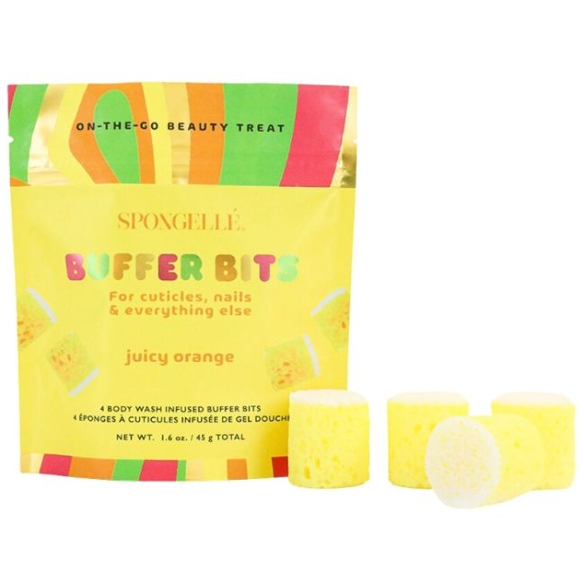 4 mini doordrenkte sponsjes voor nagelriemen & nagels Buffer Bits oranje juicy (x4) Spongellé 45g