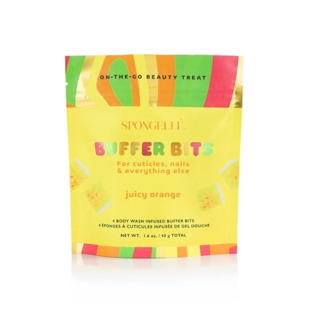 4 mini doordrenkte sponsjes voor nagelriemen & nagels Buffer Bits oranje juicy (x4) Spongellé 45g