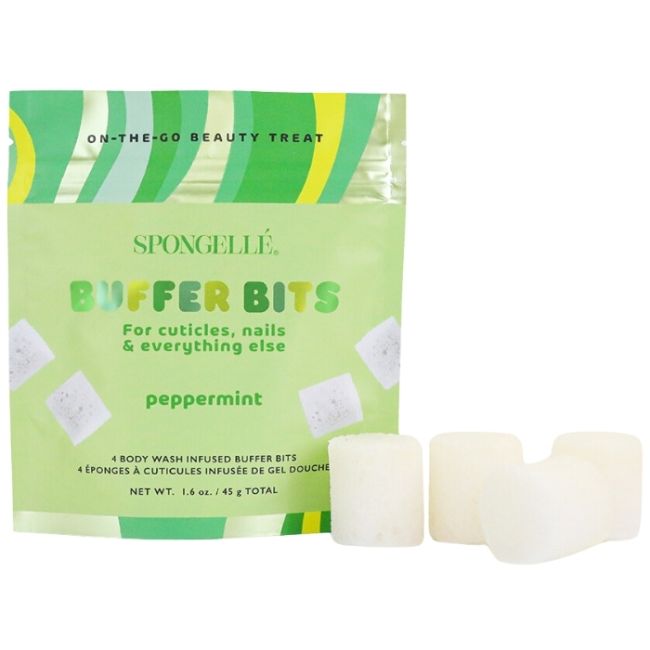 4 mini esponjas infusas para cutículas e unhas Buffer Bits menta-pimenta (x4) Spongellé 45g