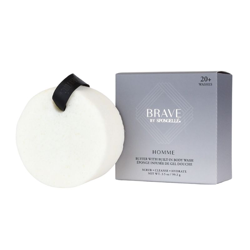 Esponja infundida para o corpo Coleção Homem Brave grapefruit, flor de laranjeira, âmbar (20+ utilizações) Spongellé 99,2g