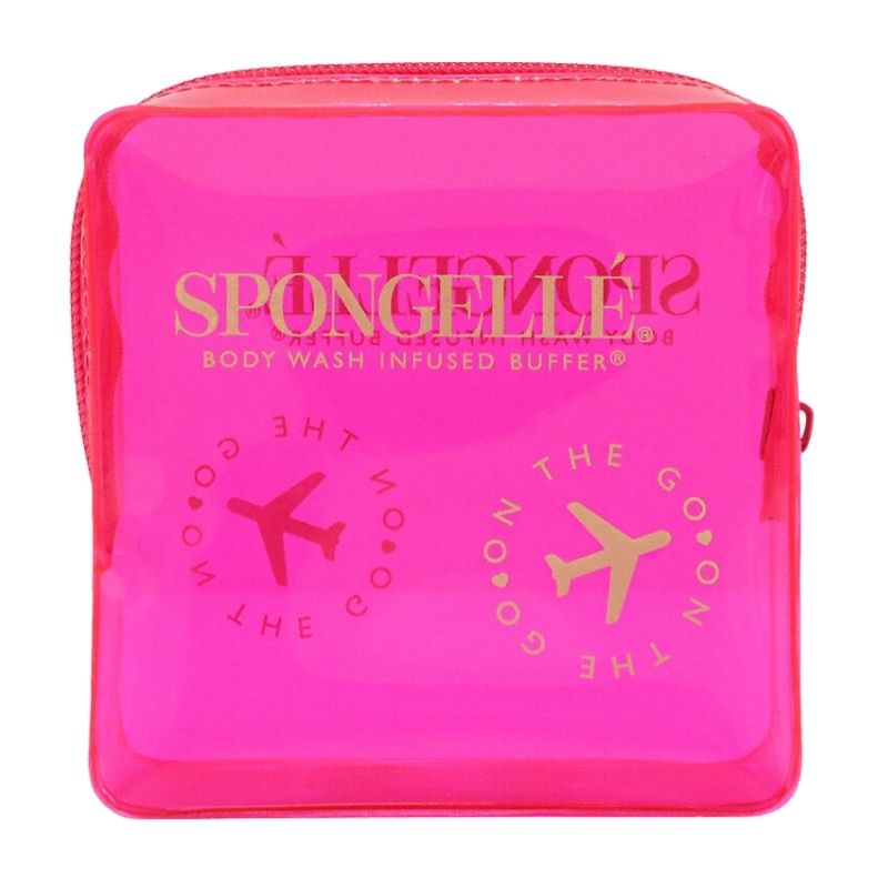 Reis toilettas met spons Spongellé in het roze
