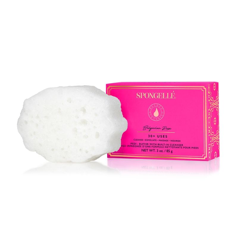 Roze Bulgaarse pedi buffer met infusie (30+ toepassingen) Spongellé 85g