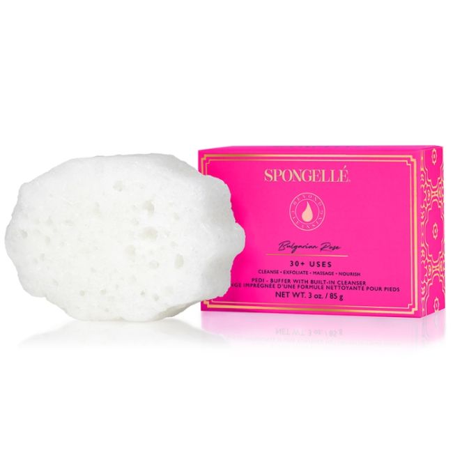 Roze Bulgaarse pedi buffer met infusie (30+ toepassingen) Spongellé 85g