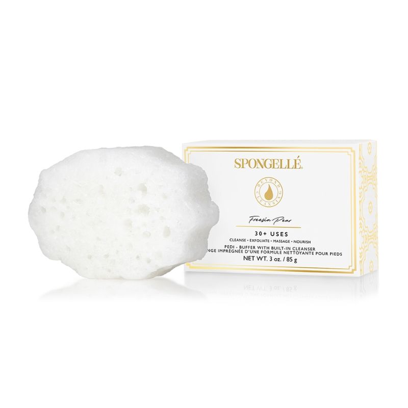Geïnfuseerde pedi buffer freesia peer (30+ toepassingen) Spongellé 85g