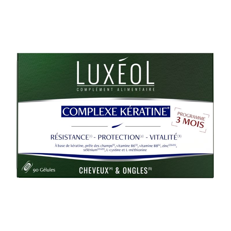 Complementos alimentares complexo de queratina Luxéol 90 cápsulas