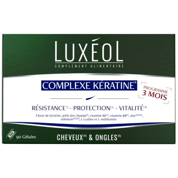 Complementos alimentares complexo de queratina Luxéol 90 cápsulas Complementos alimentares complexo de queratina Luxéol 90 cápsulas
