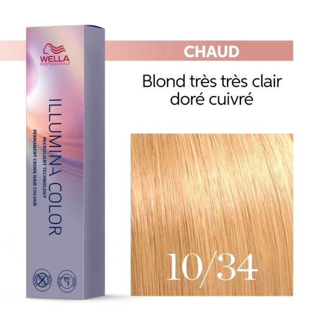 Illumina Kleur 10/34 Zeer zeer lichte gouden koperblonde Wella 60ML