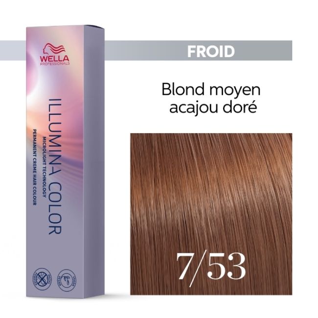Coloração Illumina Color 7/53 Louro médio acaju dourado Wella 60ML