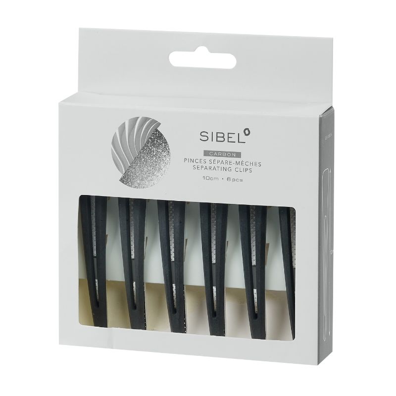Pinces sépare-mèches Carbon-Alu noires M 10cm Sibel 6pcs