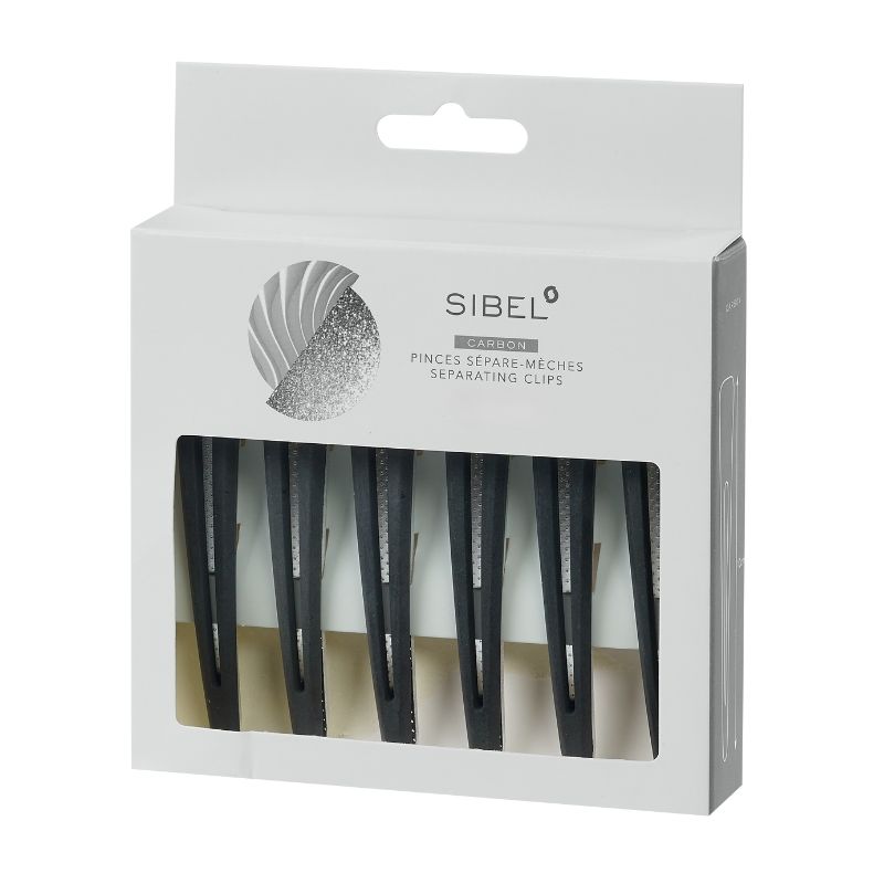 Pinze separa-ciocche Carbon-Alu nere L 12cm Sibel 6pcs