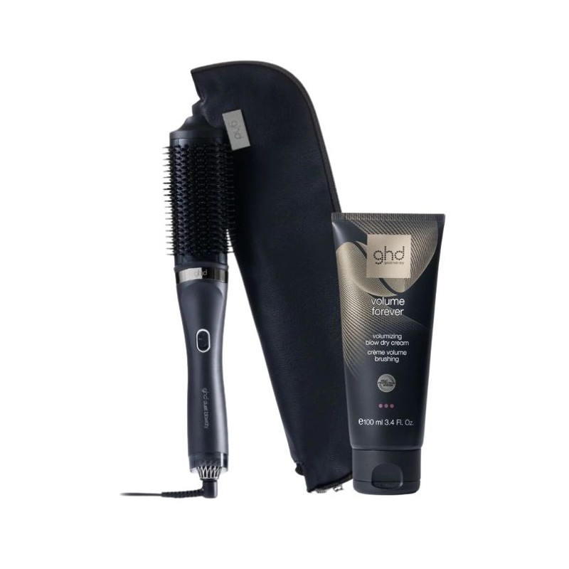 Duo spazzola lisciante 2-in-1 Duet Blowdry nera con crema volume brushing ghd 100ml