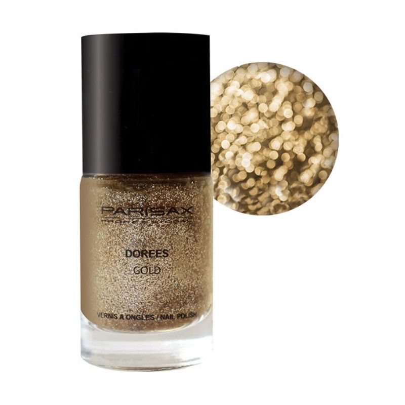 Verniz de unhas com glitter dourado Parisax
