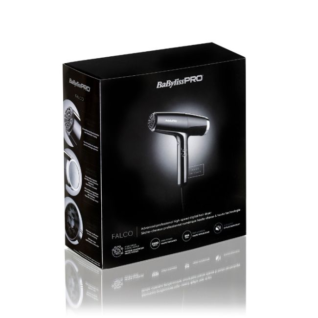 FALCO (noir+argent) 2000W - 388g - Ionic2 embouts (4x70 + 6x60) + Diffuseur - garantie 2 ans