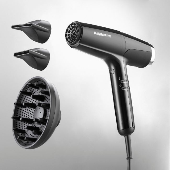 FALCO (noir+argent) 2000W - 388g - Ionic2 embouts (4x70 + 6x60) + Diffuseur - garantie 2 ans