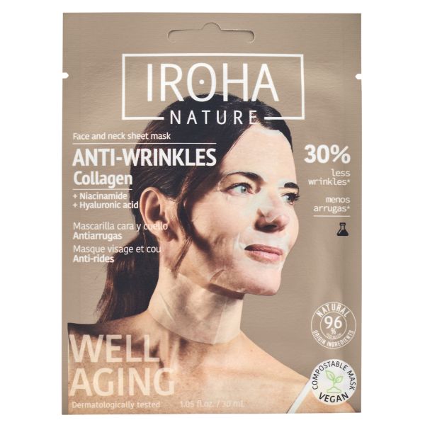 Máscara facial e para o pescoço de algodão anti-envelhecimento da IROHA Máscara facial e para o pescoço de algodão anti-envelhecimento da IROHA