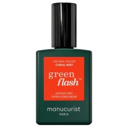 LED Semi-Permanent Nail Polish Green Flash Coral Reef Manucurist 15ml