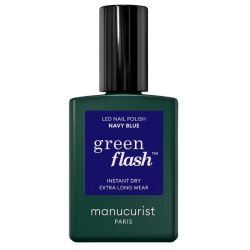 LED Semi-Permanent Nail Polish Green Flash Navy Blue Manucurist 15ml