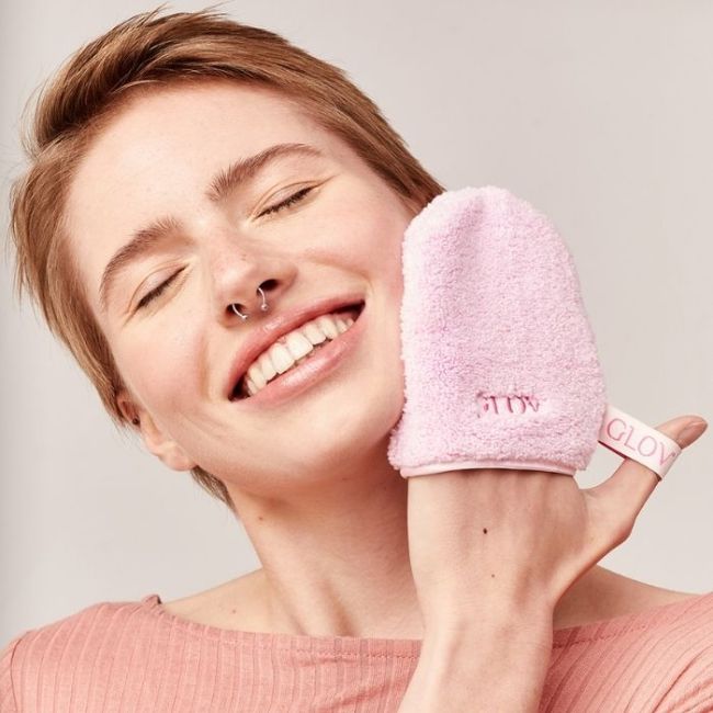 Herbruikbare rozenwater make-up verwijderhandschoen Glov