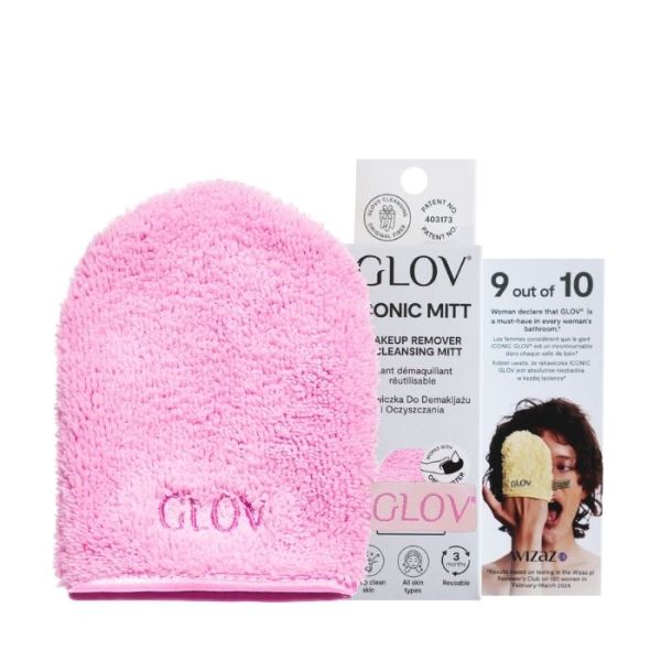 Luva de remoção de maquiagem reutilizável rosa Glov