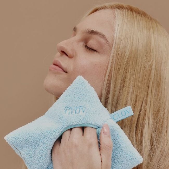 Luva de limpeza desmaquilhante reutilizável azul Glov