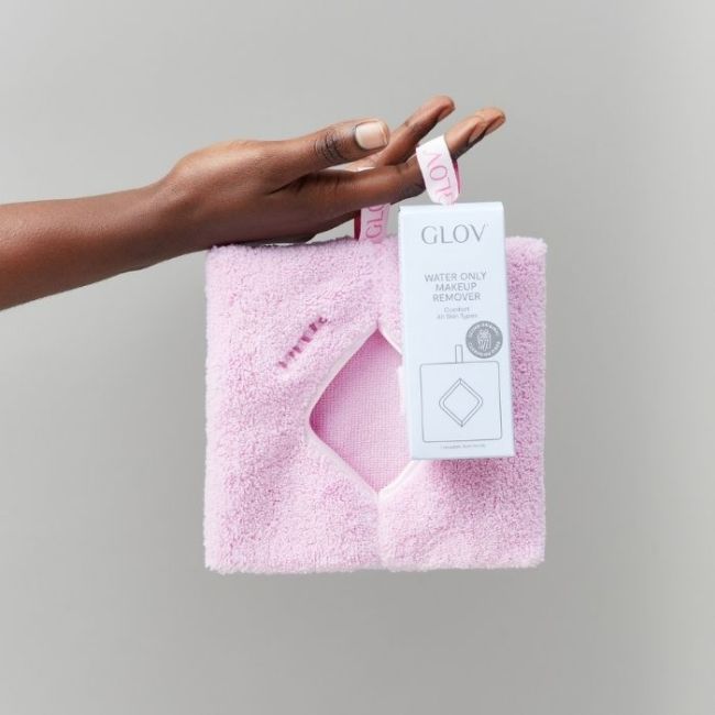 Luva de toalha demaquilhante reutilizável rosa Glov