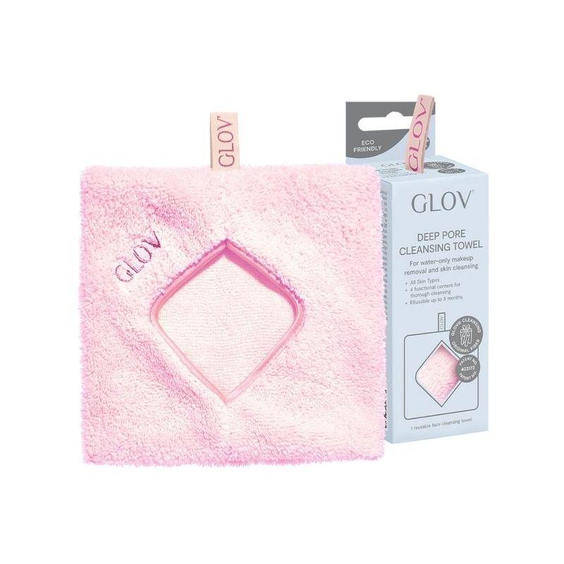 Luva de toalha demaquilhante reutilizável rosa Glov