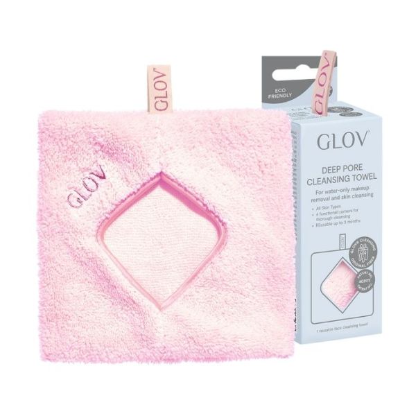 Luva de toalha demaquilhante reutilizável rosa Glov