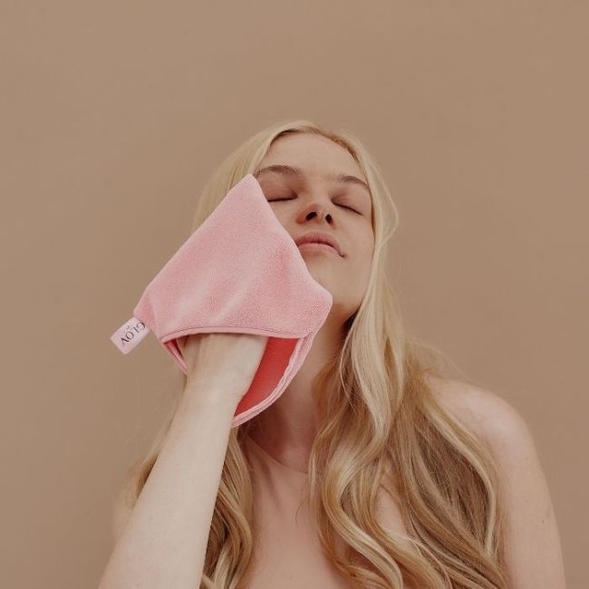 Guanto lavabile per rimuovere le maschere viso rosa Glov