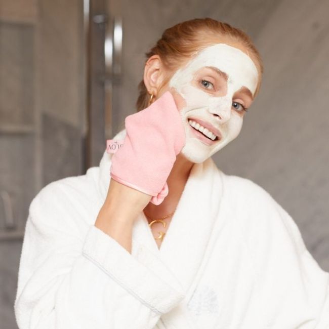 Guanto lavabile per rimuovere le maschere viso rosa Glov