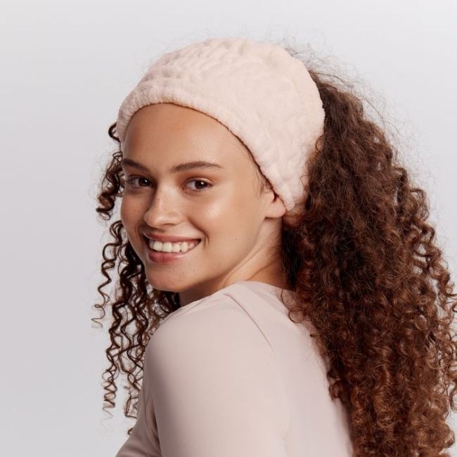 Faixa de cabelo extra larga rosa pastel Glov