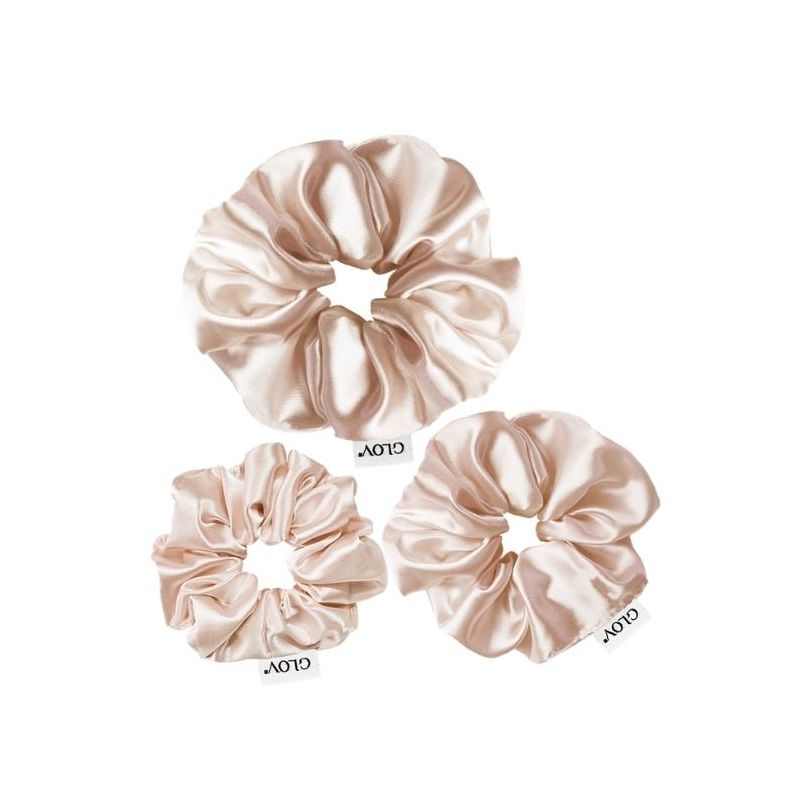Trio de chouchou em satin champanhe Glov